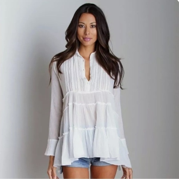 Free People Tuxedo Tunic Off-white Size Small - Picture 1 of 8